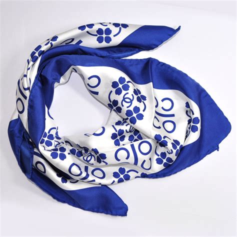 chanel blue and white scarf|chanel silk scarves for women.